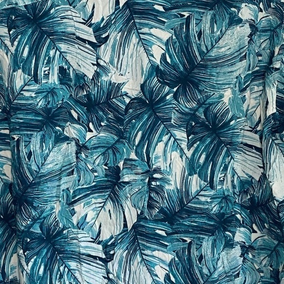 Cubavera Tropical Palm Print Textured Button Down Short Sleeve Green White Shirt - Picture 3 of 8